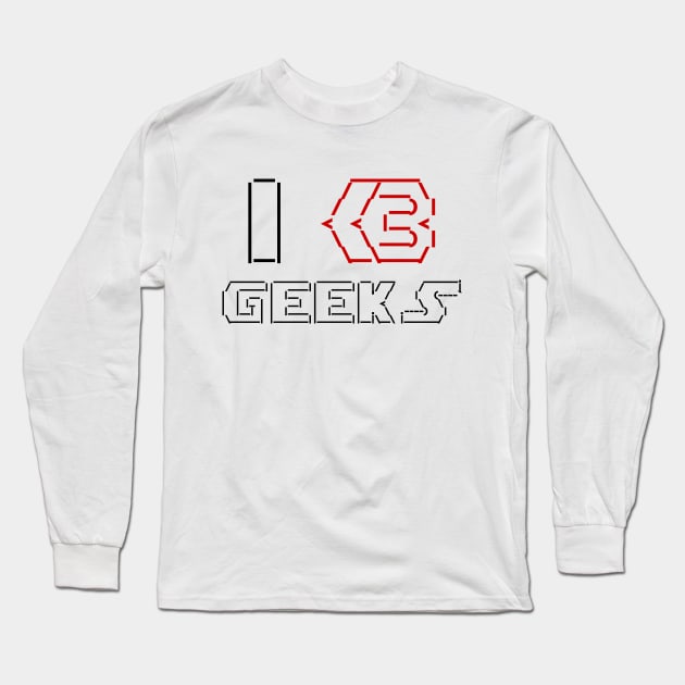 I Heart [Love] Geeks ASCII TEXT ART Long Sleeve T-Shirt by tinybiscuits